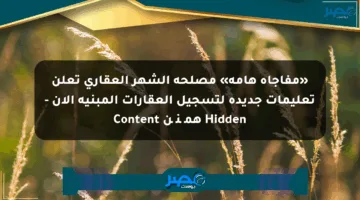 «مفاجأة هامة» مصلحة الشهر العقاري تعلن تعليمات جديدة لتسجيل العقارات المبنية الآن – Hidden همچنین Content